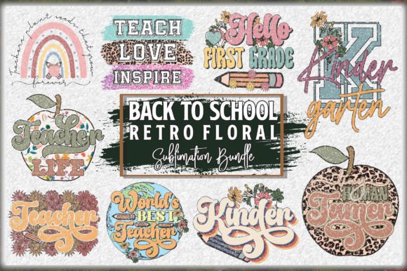 Back to School Retro Floral Bundle: Graphics & Crafts for Local Business
