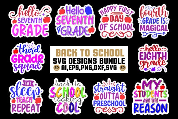 Back to School Sticker Designs Bundle: Graphics for Crafts