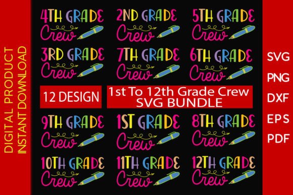 Grade Crew Back to School SVG Bundle: Graphics & Crafts for Local Business
