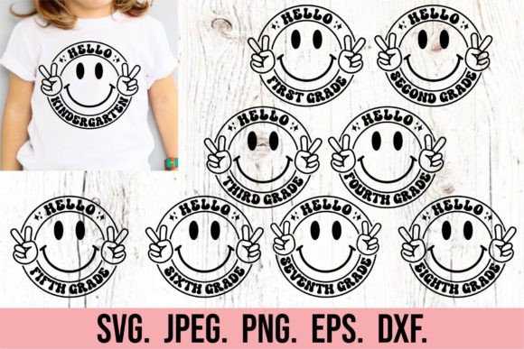 Retro Back to School SVG Bundle Smiley Graphics